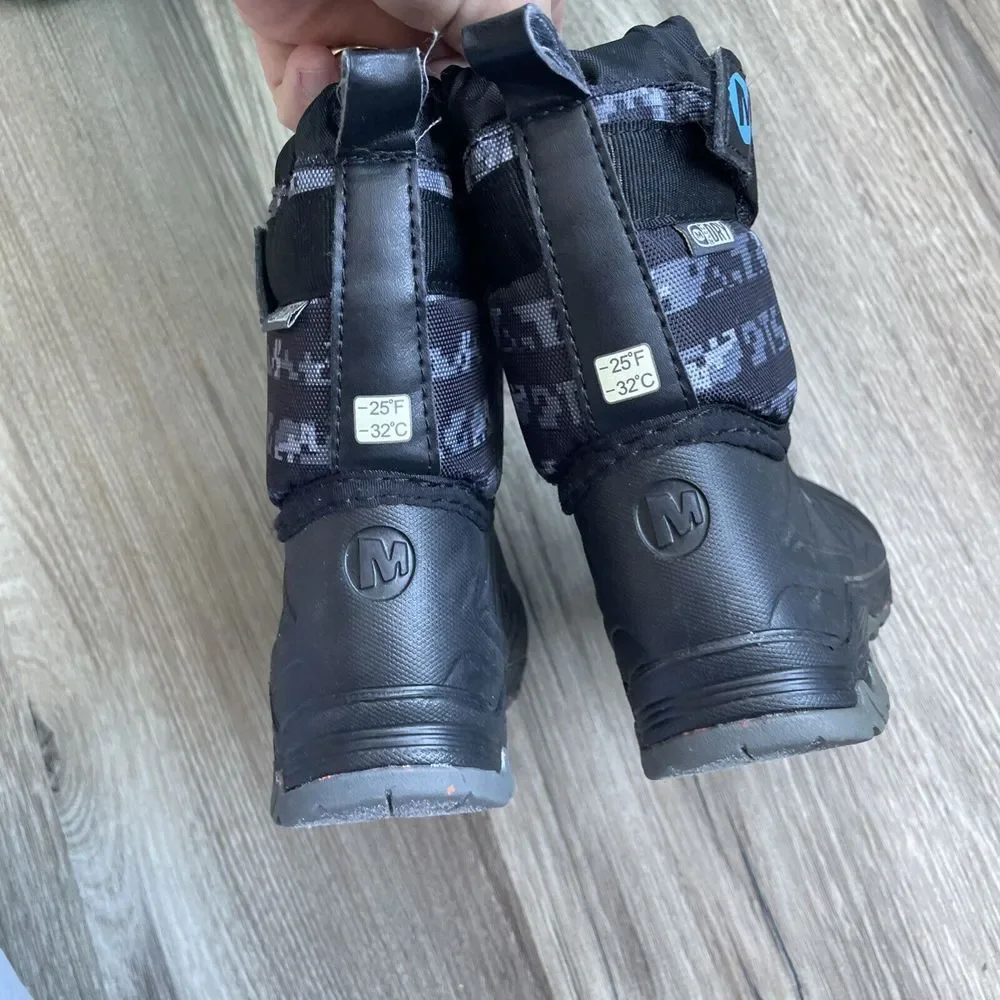 Merrell Kids Black & Gray Digital Camo Snow Boots